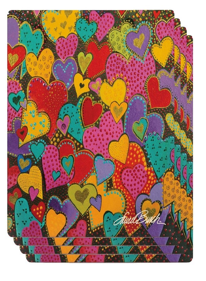 Monarque Ceramic Drink Coasters, Set of Four, Laurel Burch (Dancing Hearts) - Image 1