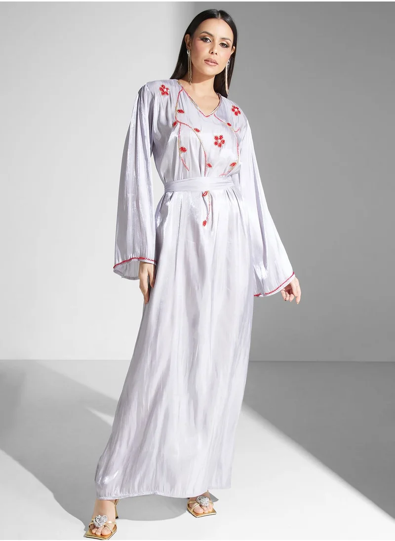 hayas closet Embellished Belted Jalabiya
