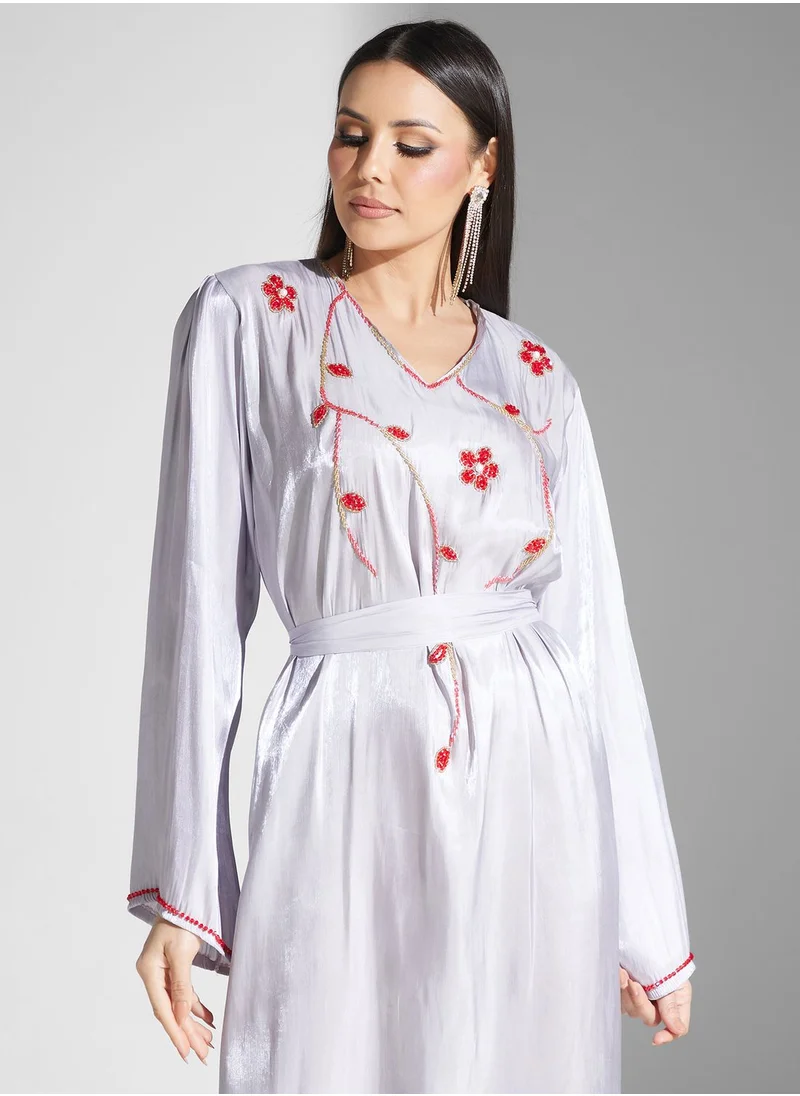 hayas closet Embellished Belted Jalabiya