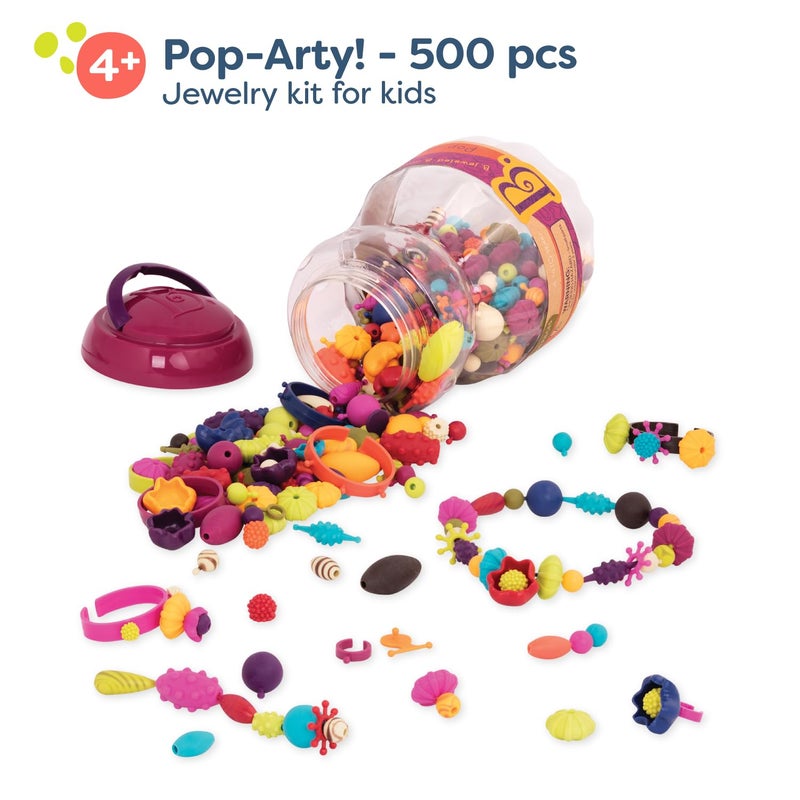 B. toys – Pop Arty! 500 Pcs- Jewlery Making Kit- Creative Pop Snap Bead Set for Kids –DIY Craft Jewelry Making Kit –Necklaces, Rings, Bracelets – 4 Years + - Image 3