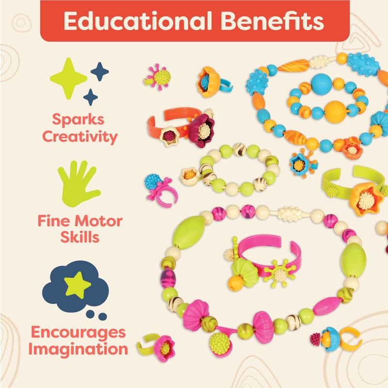 B. toys – Pop Arty! 500 Pcs- Jewlery Making Kit- Creative Pop Snap Bead Set for Kids –DIY Craft Jewelry Making Kit –Necklaces, Rings, Bracelets – 4 Years + - Image 4