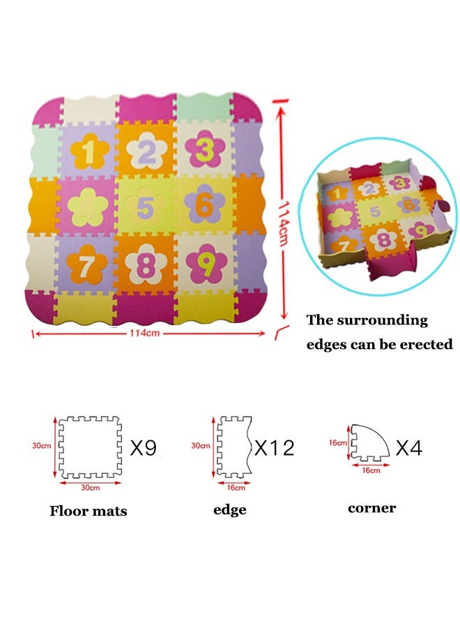 Aissiora 114 x114cm Foam spliced floor mats Children's puzzle floor mat EVA puzzle floor mat Animal splicing floor mat Baby Play Mat 25pcs Can be erected upright Anti slip, waterproof, anti-collision  - Image 2