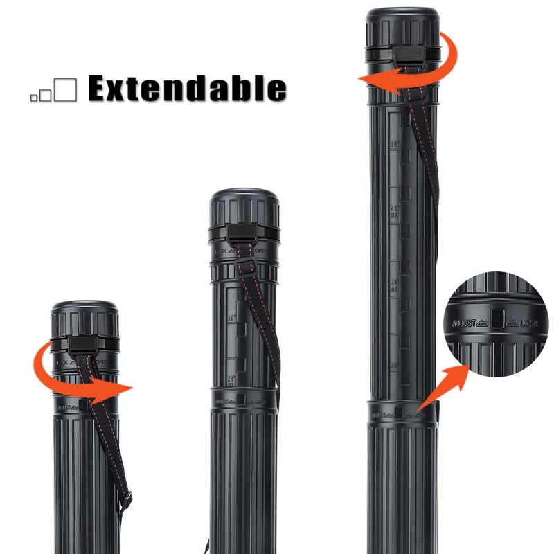 TRANSON Small Poster Tube Storage 17“ to 27” Extendable for Documents Blueprints Artworks Scrolls - Image 5