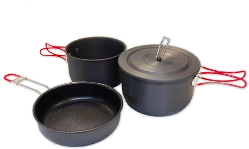 Alpine Mountain Gear 3 Piece Hard-Anodized Cook Set with Lid - Camping Cookware with Mesh Carrying Bag (Made by Caddis Sports) - Image 5