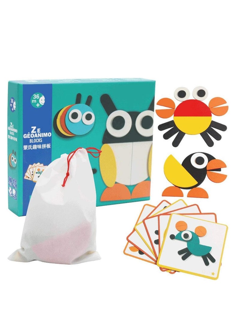 AL SAFWA Shape Stacking Game Wooden with Cards Multicolor - Image 1