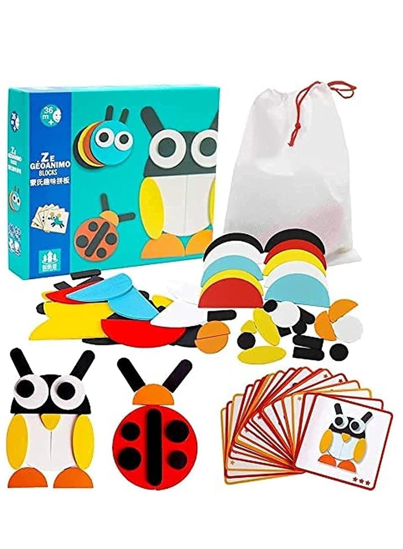 AL SAFWA Shape Stacking Game Wooden with Cards Multicolor - Image 2