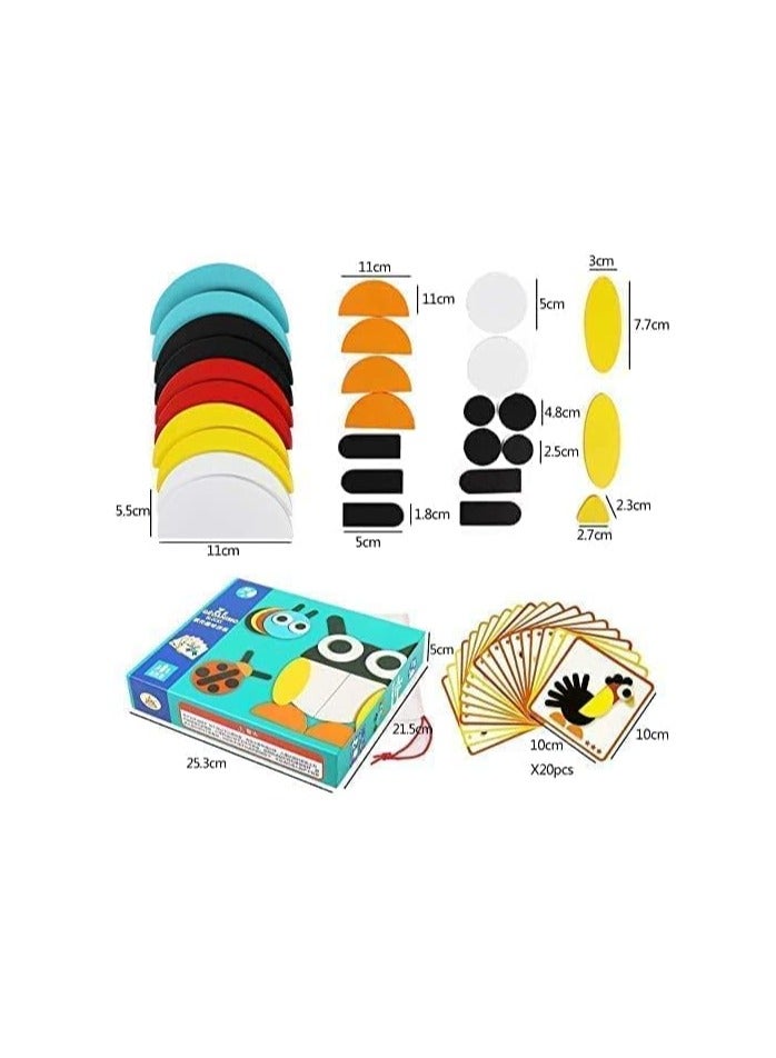 AL SAFWA Shape Stacking Game Wooden with Cards Multicolor - Image 3