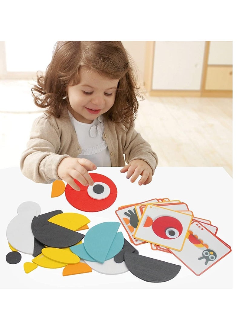 AL SAFWA Shape Stacking Game Wooden with Cards Multicolor - Image 4