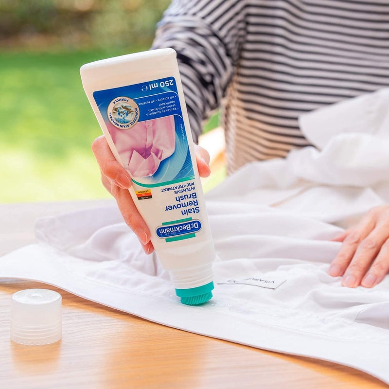 Dr. Beckmann Pre Wash Stain Remover with Brush | Works 1st Time Against Tough Stains | For all Colours & Textiles | 250ml - Image 4