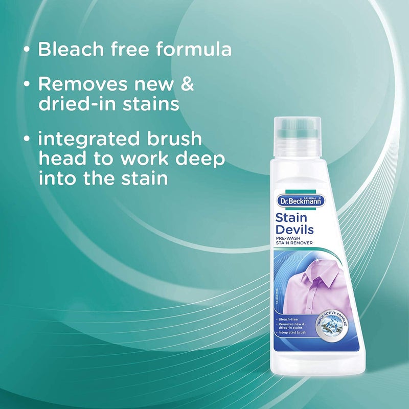 Dr. Beckmann Pre Wash Stain Remover with Brush | Works 1st Time Against Tough Stains | For all Colours & Textiles | 250ml - Image 2