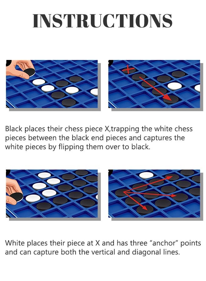 GROIC 64 Pieces Reversi Othello Board Game Set, Classic Games Toy Cute Reversi Strategy Board Game Reliable Reversi Board Game Cognitive Ability for Educational - Image 5