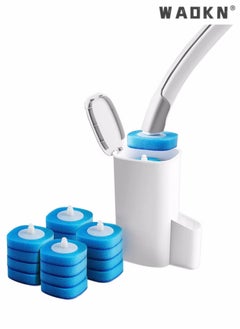 WAOKN Disposable Toilet Bowl Cleaning Brush, Disposable Brush Head with 16 Refills Dissolving Wand Replacement Sponge Brush Heads, Soft Toilet Cleaner Brush for Bathroom Toilet Cleaning  - Image 1