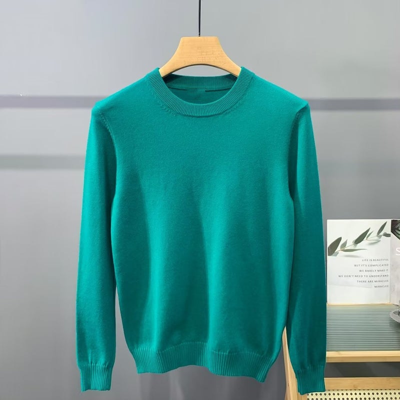 Sweater Men'S Round Neck Solid Color Undershirt Thick Warm Business Casual Sweater Sweater Men - Image 4