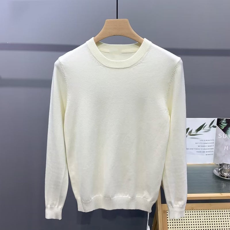 Sweater Men'S Round Neck Solid Color Undershirt Thick Warm Business Casual Sweater Sweater Men - Image 2