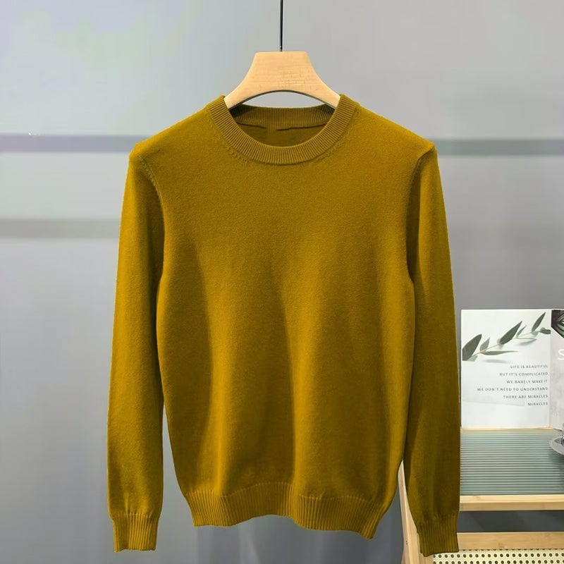 Sweater Men'S Round Neck Solid Color Undershirt Thick Warm Business Casual Sweater Sweater Men - Image 5