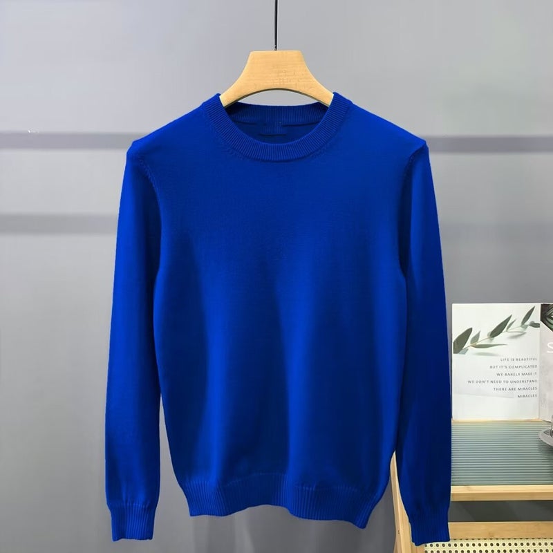 Sweater Men'S Round Neck Solid Color Undershirt Thick Warm Business Casual Sweater Sweater Men - Image 3