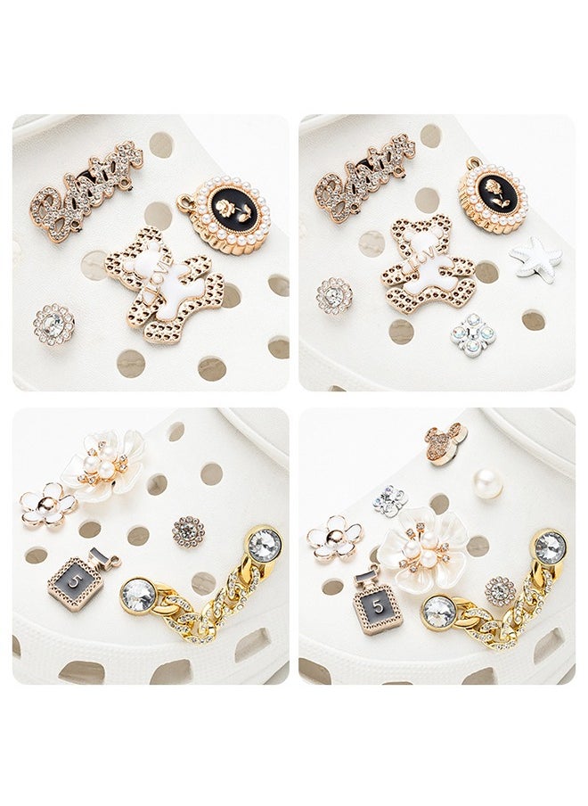 HY ​14 PCS Bling Shoe Charms, Pearl Diamond Chain Shiny Little Bear Charms Decoration, Favors Gifts for Birthday Party  - Image 4