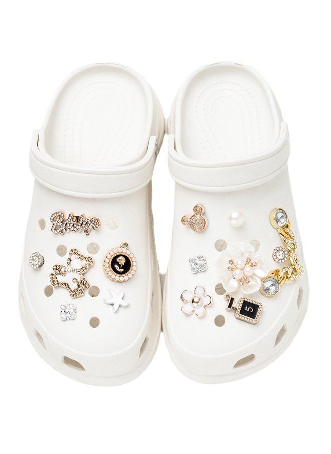 HY ​14 PCS Bling Shoe Charms, Pearl Diamond Chain Shiny Little Bear Charms Decoration, Favors Gifts for Birthday Party  - Image 5