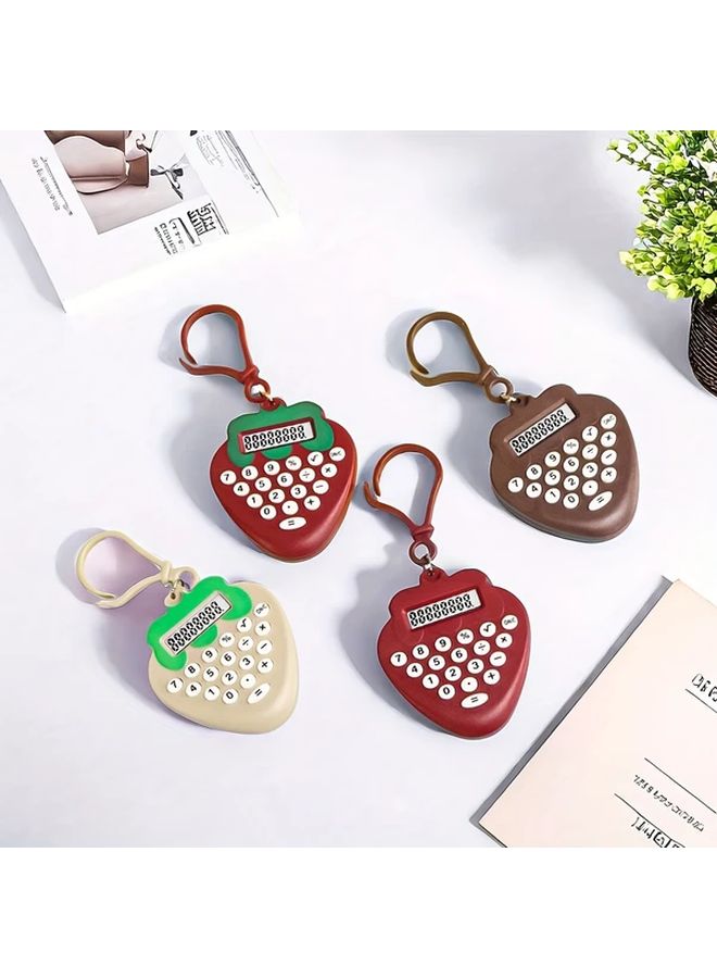 Purple Mini Calculator Keychain Strawberry Shaped Portable Pocket Device - Image 5