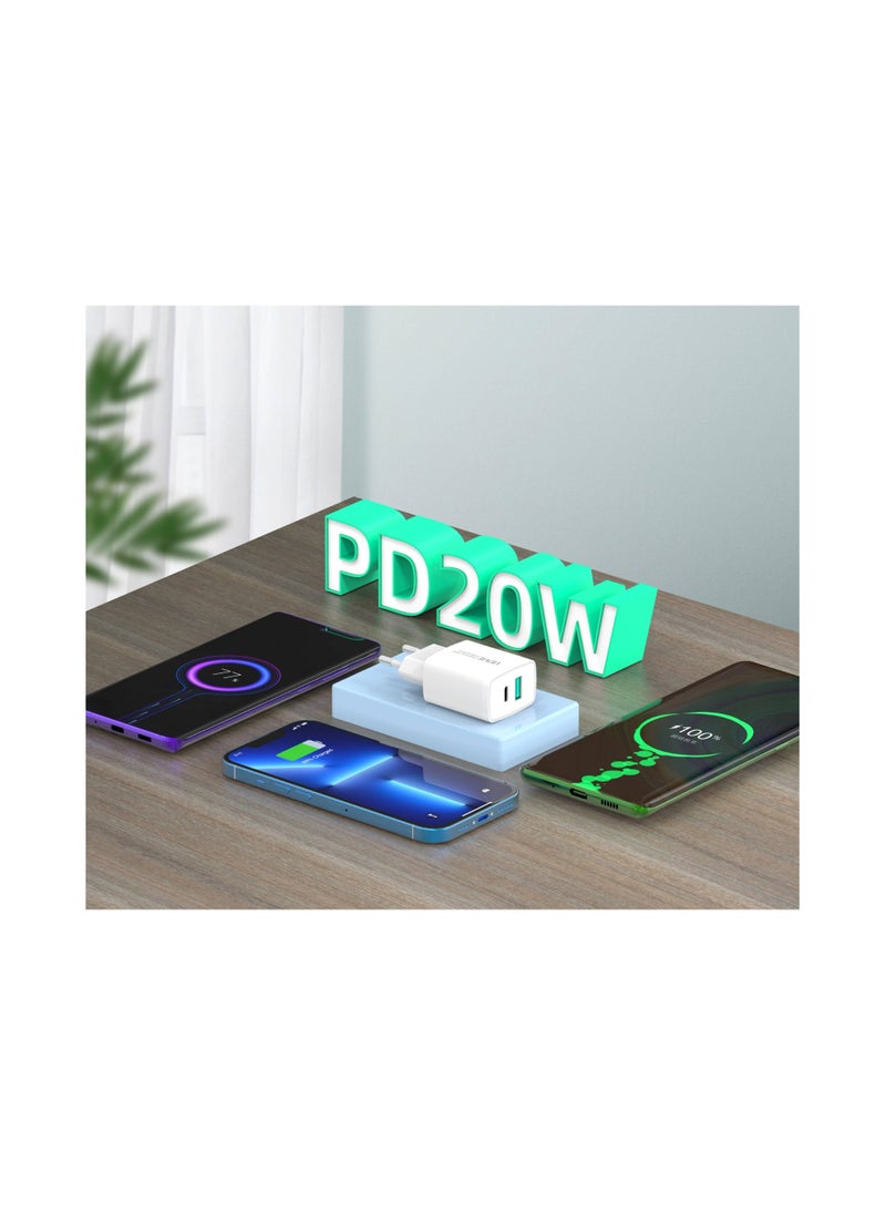Vidvie - VIDVIE Model PLE243 Fast Charging USB-A with 20W Lightning Cable - White - Image 1