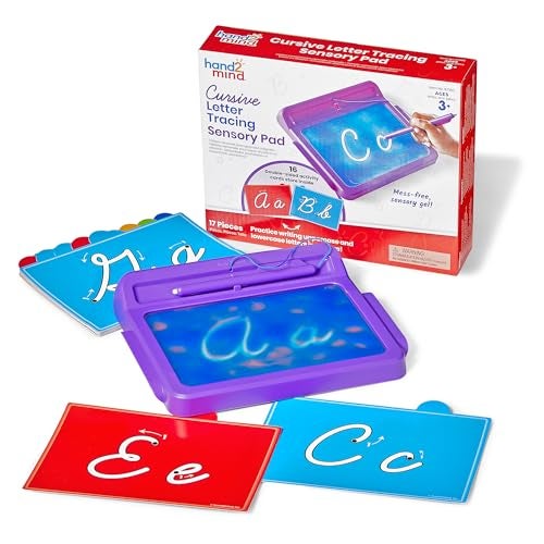 hand2mind Cursive Letter Tracing Sensory Pad Reusable Handwriting Practice for Kids Cursive Alphabet Learning Toys Tracing Board Fine Motor Activities Writing Center for Classroom - Image 1