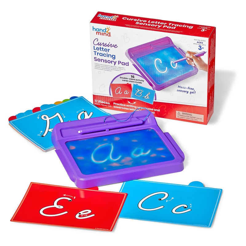 hand2mind Cursive Letter Tracing Sensory Pad Reusable Handwriting Practice for Kids Cursive Alphabet Learning Toys Tracing Board Fine Motor Activities Writing Center for Classroom - Image 2