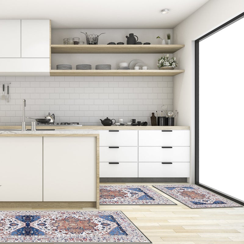 Boho Kitchen Rug Sets 3 Piece with Runner Non Slip Kitchen Rugs and Mats Washable Kitchen Mats for Floor Thick Kitchen Floor Mat Carpet Runner Rugs for Hallway Laundry Holiday Decor - Image 4