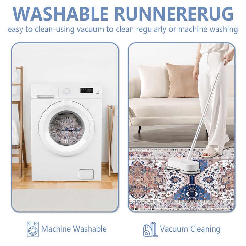 Boho Kitchen Rug Sets 3 Piece with Runner Non Slip Kitchen Rugs and Mats Washable Kitchen Mats for Floor Thick Kitchen Floor Mat Carpet Runner Rugs for Hallway Laundry Holiday Decor - Image 5