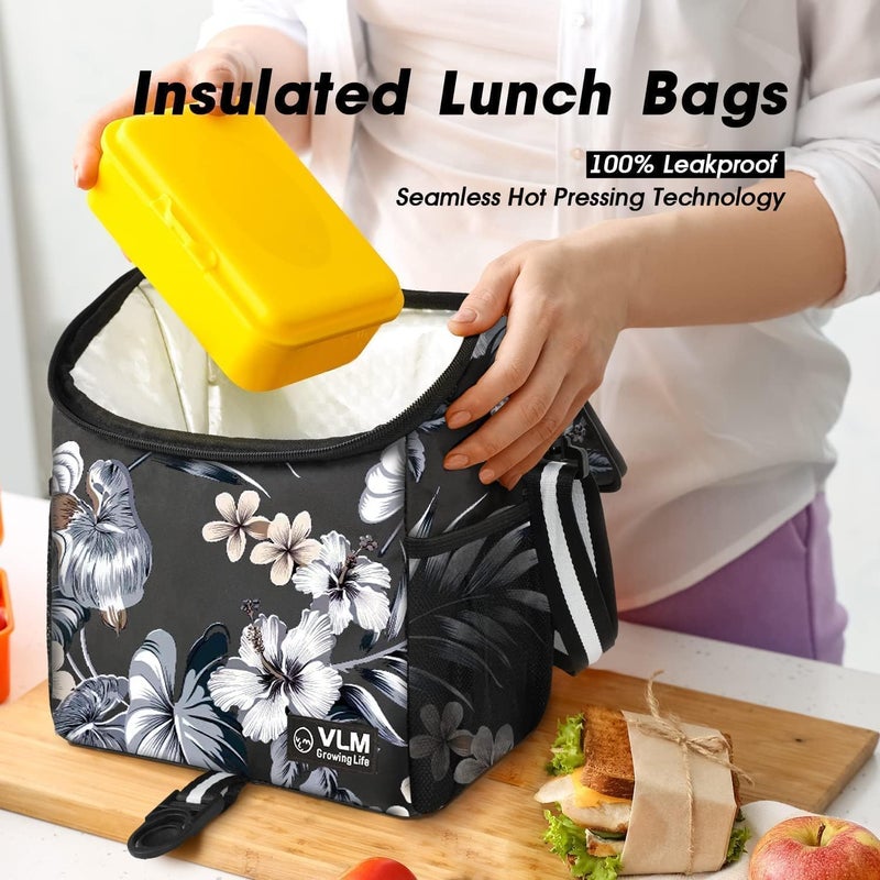 VLM Lunch Box for Women, Insulated Lunch Bag Women with Adjustable Shoulder Strap, Cute Lunch Tote Bag for Work,Picnic,Camping - Image 3