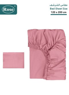 Rose Rose Luxurious Plain Fitted Sheet with Deep Pockets and Pillow Case, Bed Sheet 2-Pieces Set, Soft & Cozy Microfiber Breathable and Cooling, Extra Twin Size 120x200+38 cm, Pink  - Image 2