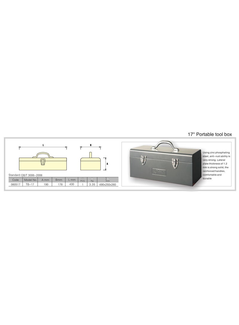 jetechtool Jetech Tool Box, 17-Inch Portable Steel Small Tool Box with Metal Latch Closure & Metal Handle, Rustproof Multi-Purpose Heavy Duty Toolbox, Grey - TB-17 - Image 2