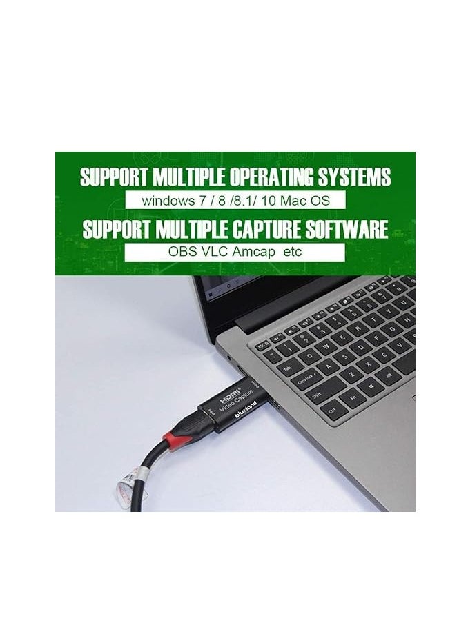 Generic - Blueland portable video capture card hdmi to usb 2.0 1080p video record via dslr camcorder action cam for game stream mobile live broadcast - Image 1