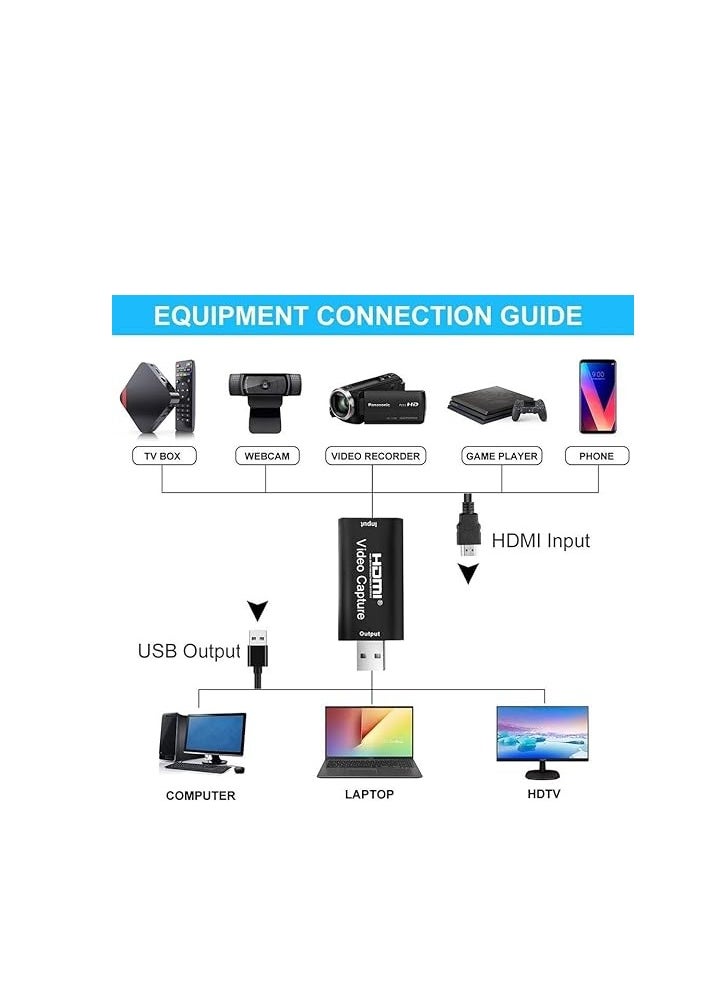Generic - Blueland portable video capture card hdmi to usb 2.0 1080p video record via dslr camcorder action cam for game stream mobile live broadcast - Image 1