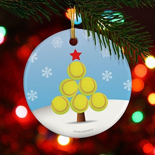 تشاك توك سبورتس Chalktalksports الكرة اللينة الدائرية زخرفة السيراميك | شجرة عيد الميلاد - Image 2