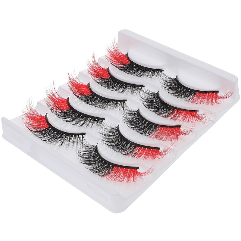 5 Pairs Colored Hair Fake Eyelashes Natural 3d Half Eye Lashes for Women Cosmetic Use with Lash Extensions - Image 1