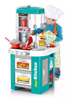 MUMS PLANET 49 Piece Large Plastic Kitchen Playset by Mums Planet | Light and Musical Kitchen Playset for Kids with Sound and Accessories for Ages 1-18 - Kitchen Toys - Pretend Play - Kids Toys  - Image 1