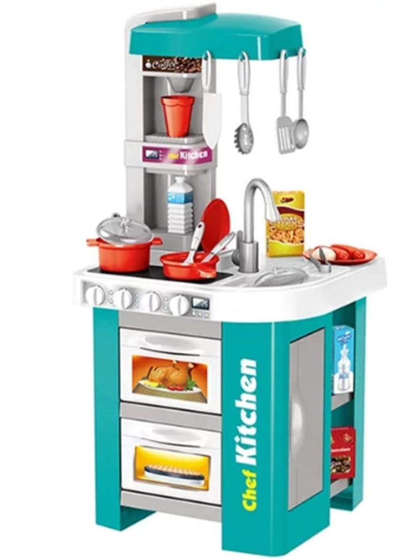 MUMS PLANET 49 Piece Large Plastic Kitchen Playset by Mums Planet | Light and Musical Kitchen Playset for Kids with Sound and Accessories for Ages +3 - Kitchen Toys - Pretend Play - Kids Toys  - Image 2