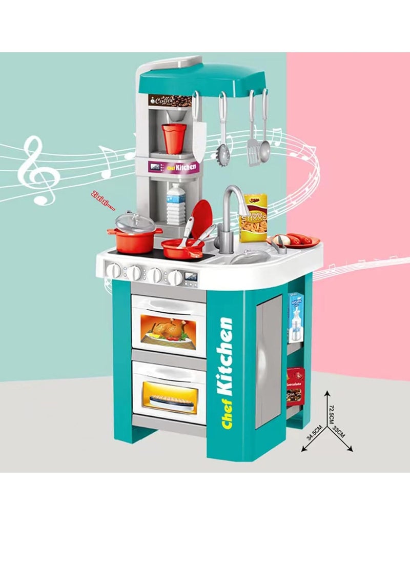 MUMS PLANET 49 Piece Large Plastic Kitchen Playset by Mums Planet | Light and Musical Kitchen Playset for Kids with Sound and Accessories for Ages +3 - Kitchen Toys - Pretend Play - Kids Toys  - Image 3
