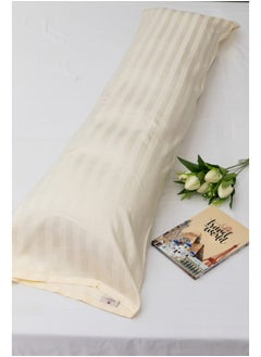 MEHALLA Long Pillowcase Set - Satin - King - Off White -180cm*45cm - 100% Egyptian Cotton 