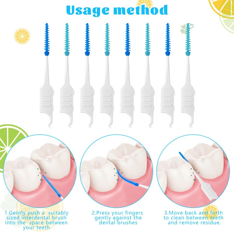 lanjue 250 Pieces Dental Floss Picks, Silicone Interdental Brushes with Case Dental Brushes Dental Picks Blue Tooth Floss Picks for Teeth Cleaning(Blue,Green) - Image 4