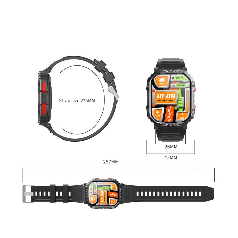 F407 Men's Outdoor Sports Smart Watch, 150 Sport Modes, 2.1 "Full Touch Screen Health Monitor, Blood Glucose/Heart Rate/Uric Acid/Blood Oxygen Monitor, Bluetooth Call, 5ATM Waterproof - Image 2
