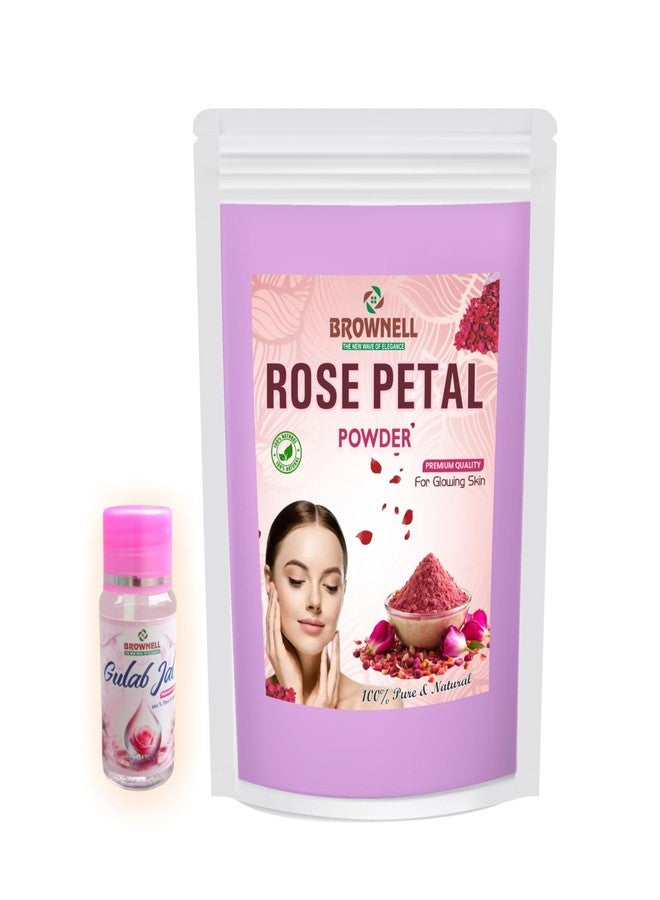 Brownell Organic Rose Petal Powder for Face 100% Pure & Natural 100g Rose Indica for Brightening Complexion Tightens Pores Rose Powder for Skin Care Face Mask or Pack - Image 1