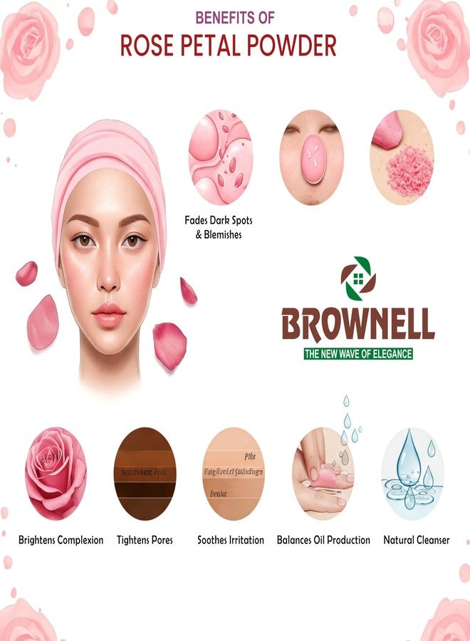 Brownell Organic Rose Petal Powder for Face 100% Pure & Natural 100g Rose Indica for Brightening Complexion Tightens Pores Rose Powder for Skin Care Face Mask or Pack - Image 5