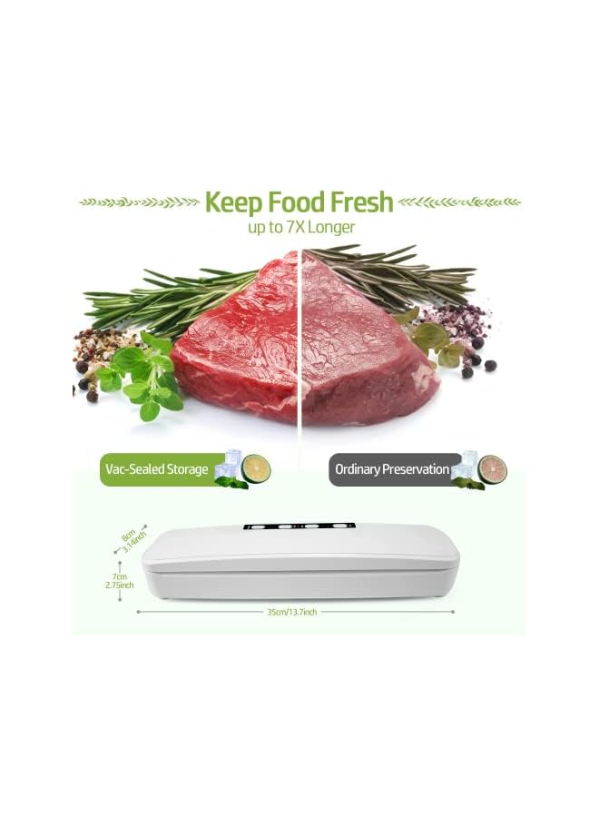 Raxoom Sealer Machine, Automatic Food Preservation Machine, Compact Food Sealer Vacuum For Food, Lower Noise, Dry & Moist Food Modes,10 Vacuum Bags - Image 2