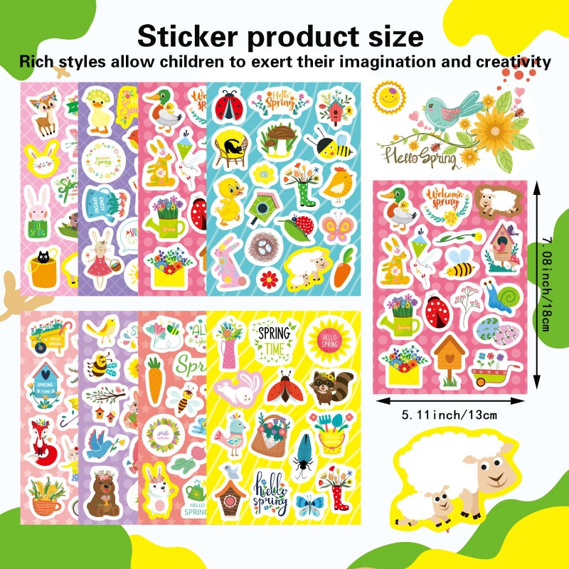 OTAITY 24 Sheets Spring Stickers for Kids, Spring Flowers Stickers Butterfly Bug Animal Nature Stickers for Water Bottles Envelopes Crafts, Spring Theme Stickers, School Classroom Rewards Spring Party Favors - Image 2