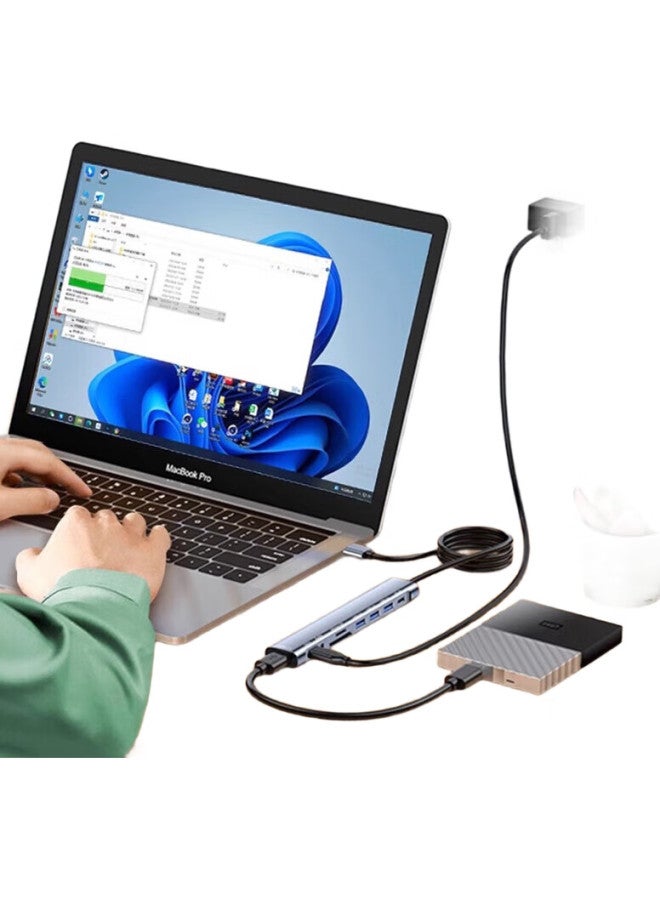 Union Star Ulinkstar Usb Hub Splitter Docking Station 9 Ports 1.2m Usb 3.0 Extension Cable With 3.5mm Headphone Sd Card Hub Expansion Dock One Drag Nine Laptop Desktop Computer Host Mouse Keyboard Hub - Image 3