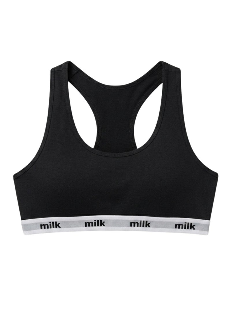 Milk Pack of 2 Comfort Cotton Cross Back Sport Non Padded Bra Black - Image 4
