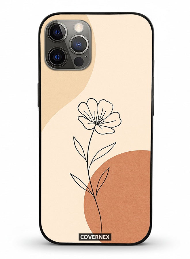 Covernex Apple iPhone 12 Pro Protective Case Cover Printed Featuring Minimalist Wildflower Sketch - Image 2