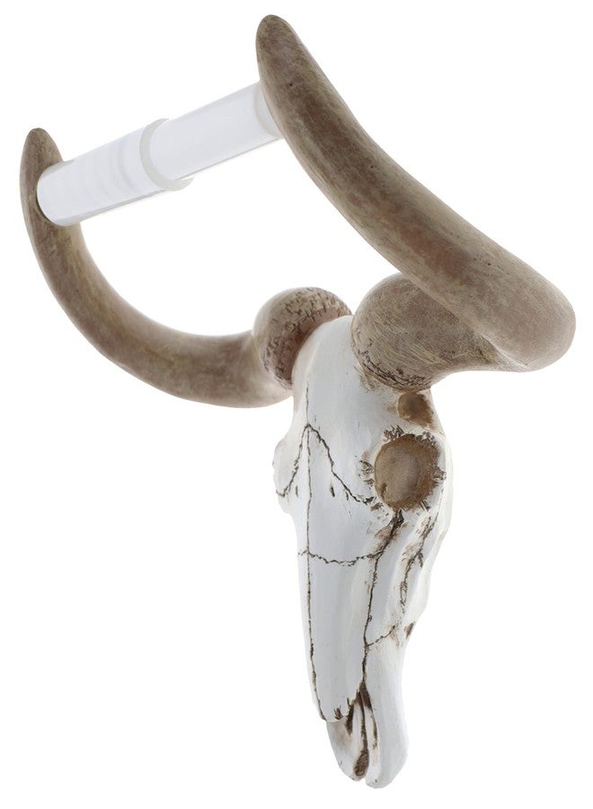 Top Brass Bull/Cow Skull Wall Mount Toilet Paper Holder - Rustic Western Bathroom Décor - Image 3