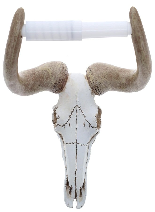 Top Brass Bull/Cow Skull Wall Mount Toilet Paper Holder - Rustic Western Bathroom Décor - Image 1